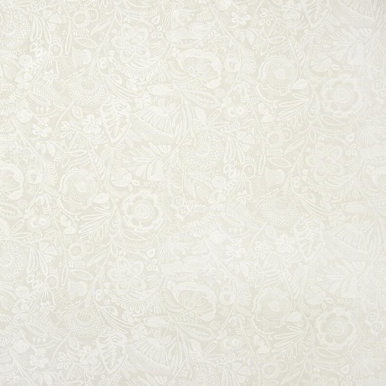 Tkanin dekoracyjna Half panama roślinny wzór paisley – naturalny/biel,  image number 1