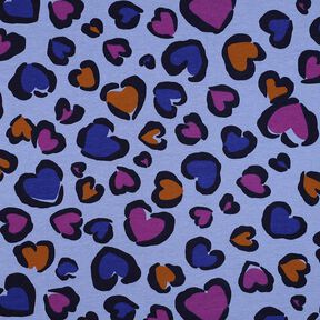 Dzianina dresowa drapana kolorowe serca | Poppy Fabrics – stalowoniebieski, 