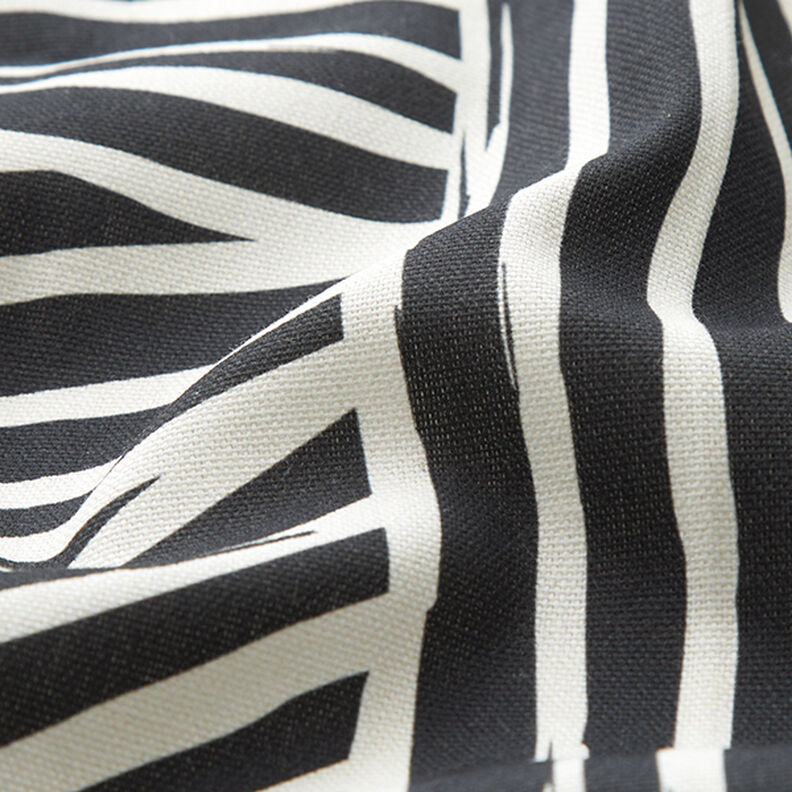Tkanin dekoracyjna Half panama abstrakcyjne kształty – kość słoniowa/czerń,  image number 2