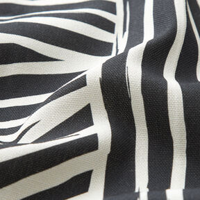 Tkanin dekoracyjna Half panama abstrakcyjne kształty – kość słoniowa/czerń, 