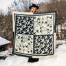 Panel satynowy w jaskółki | Katia Fabrics – antracyt/krem,  thumbnail number 5