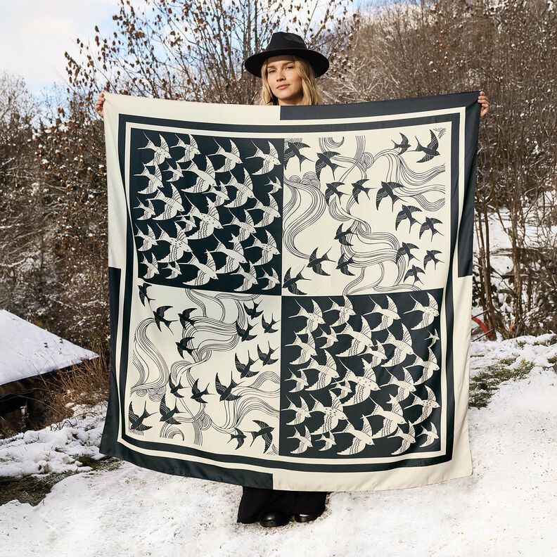 Panel satynowy w jaskółki | Katia Fabrics – antracyt/krem, image number 5