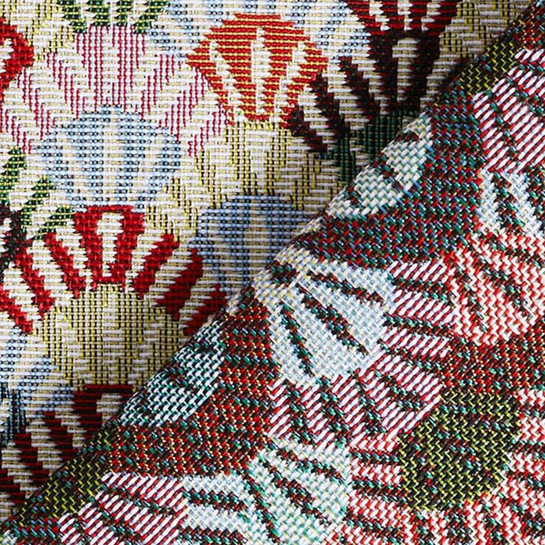 Tkanin dekoracyjna Gobelin małe wachlarze – jasnobeżowy/zieleń,  image number 4