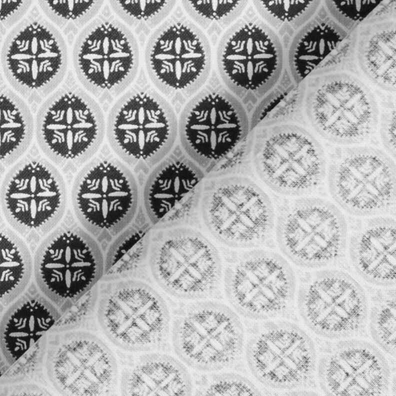 Tkanina bawełniana kreton Ornamenty na płytkach – szary/antracyt,  image number 4