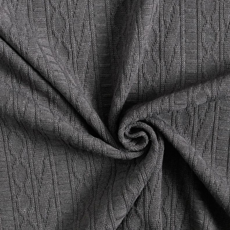Dżersej żakardowy Mieszanka bawełny w zdobione paski – ciemnoszary,  image number 3