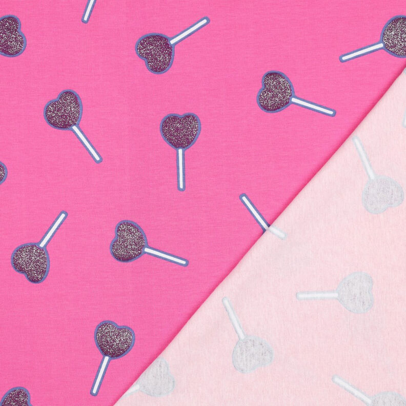Dżersej bawełniany lizaki brokatowe w kształcie serca | Poppy Fabrics – pink, image number 4