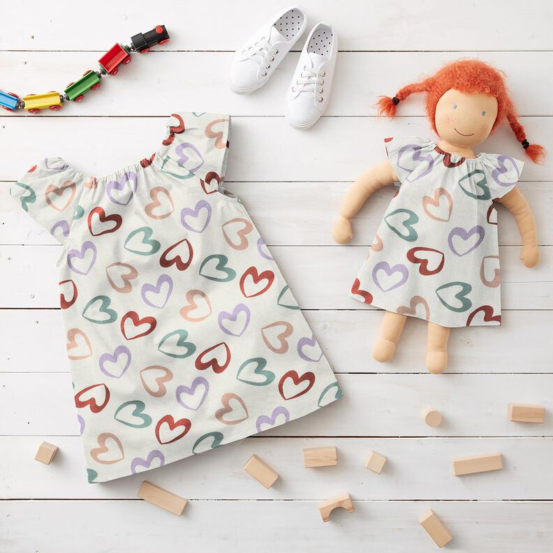 D?ersej bawe?niany kolorowe serca &ndash; biel/liliowy,  image number 6