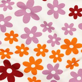 Miękka dzianina dresowa kolorowe kwiaty | Poppy Fabrics – mleczna biel, 
