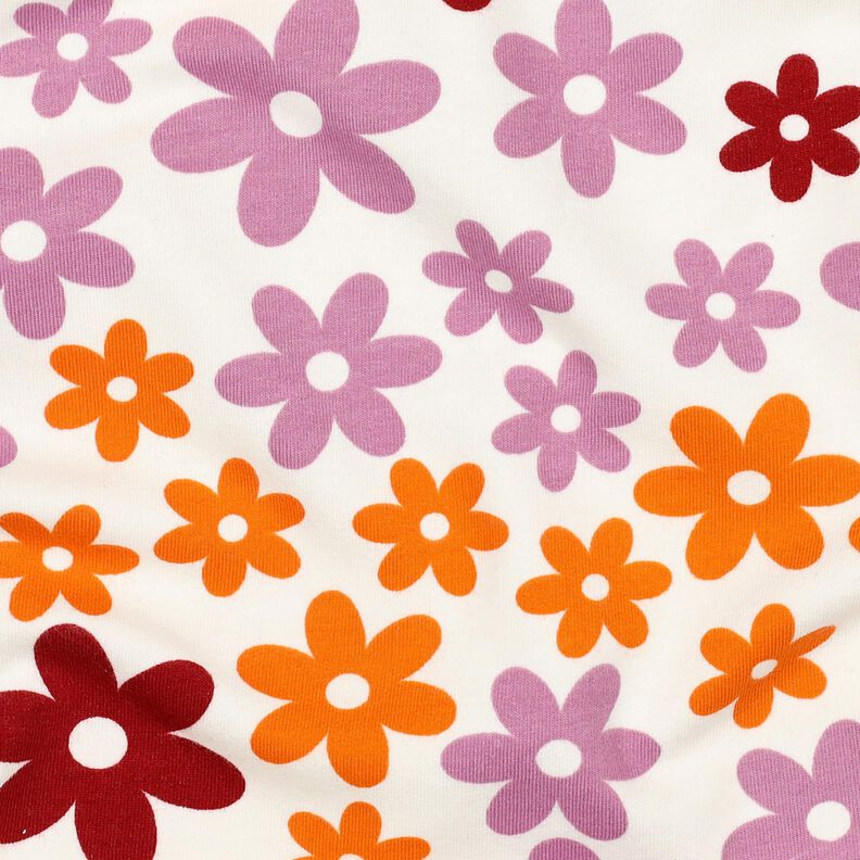 Miękka dzianina dresowa kolorowe kwiaty | Poppy Fabrics – mleczna biel, image number 2