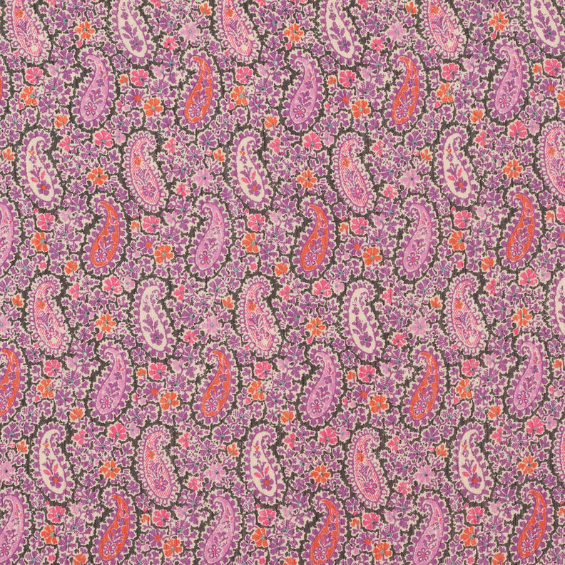 Krepa szyfonowa ze wzorem paisley – czerwona lilia,  image number 1