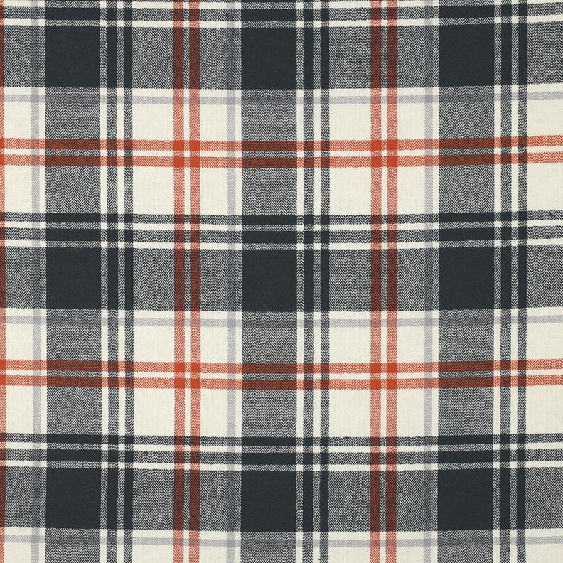 Flanela bawełniana kratka ze wzorem jodełki – czarnoniebieski/krem,  image number 1