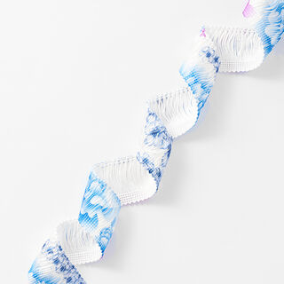 Frędzle Kwiaty [30 mm] – biel/błękit, 