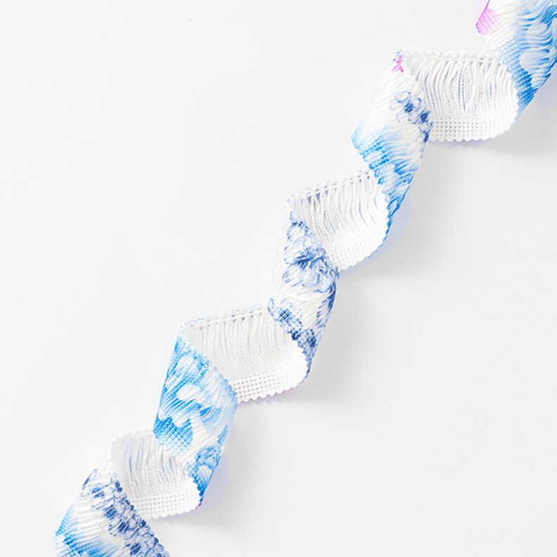 Frędzle Kwiaty [30 mm] – biel/błękit,  image number 1