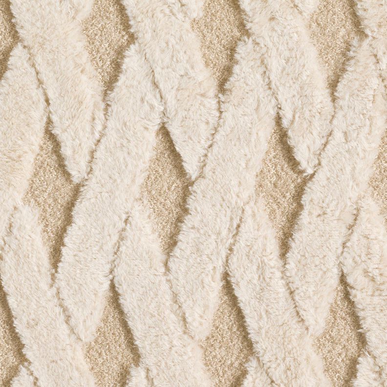 Sztuczne futerko Tkanina bouclé romby – piasek/naturalny, image number 5