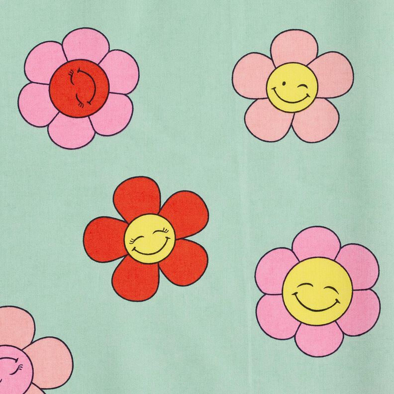 Bawełna powlekana wesołe kwiaty | Poppy Fabrics – miętowy/cytrynowy,  image number 7