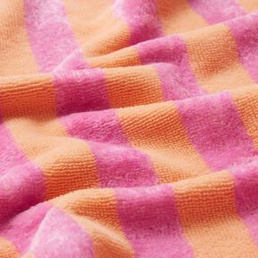 Tkanina frotte Bambus szerokie pasy – jasnopomarańczowy/pink, 