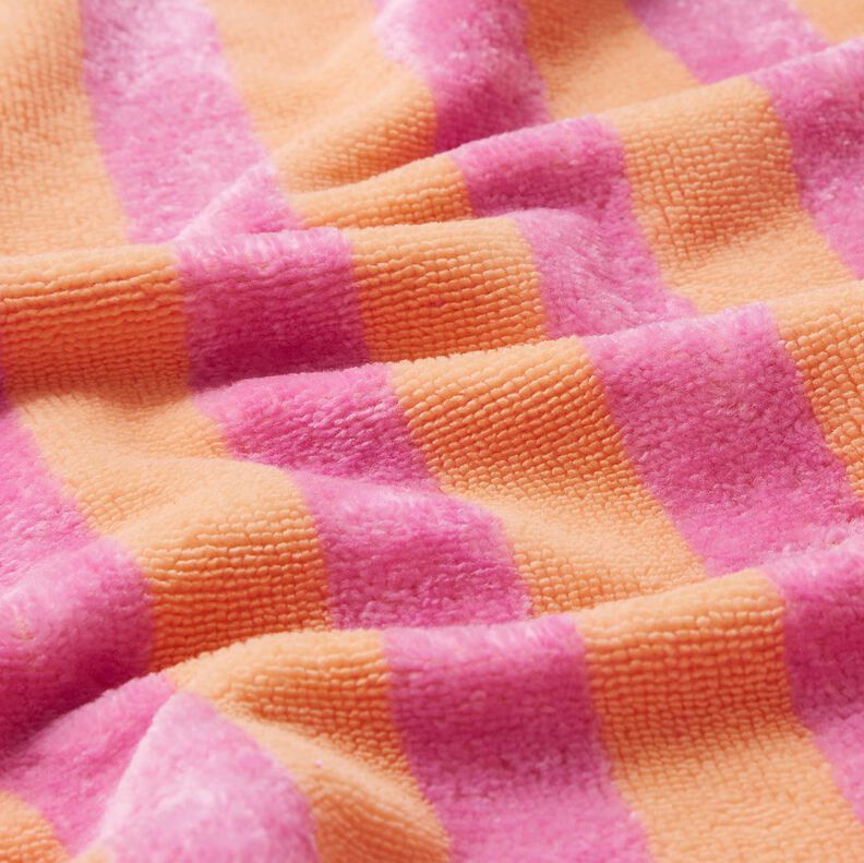 Tkanina frotte Bambus szerokie pasy – jasnopomarańczowy/pink, image number 3