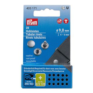 Nity kaletnicze dla grubości 4-6mm [20 sztuk | Ø 9 mm] | Prym – srebro metaliczny, 