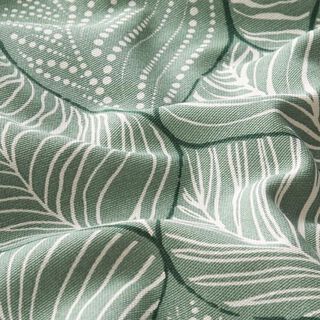 Tkanina dekoracyjna half panama, prosty wzór w liście – zieleń trzcinowa, 