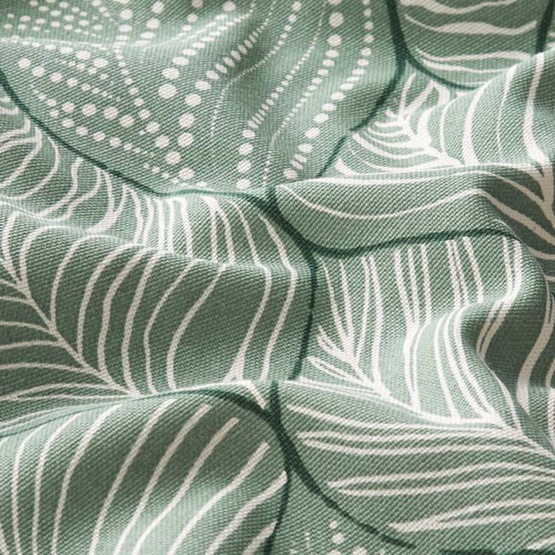 Tkanina dekoracyjna half panama, prosty wzór w liście – zieleń trzcinowa,  image number 2