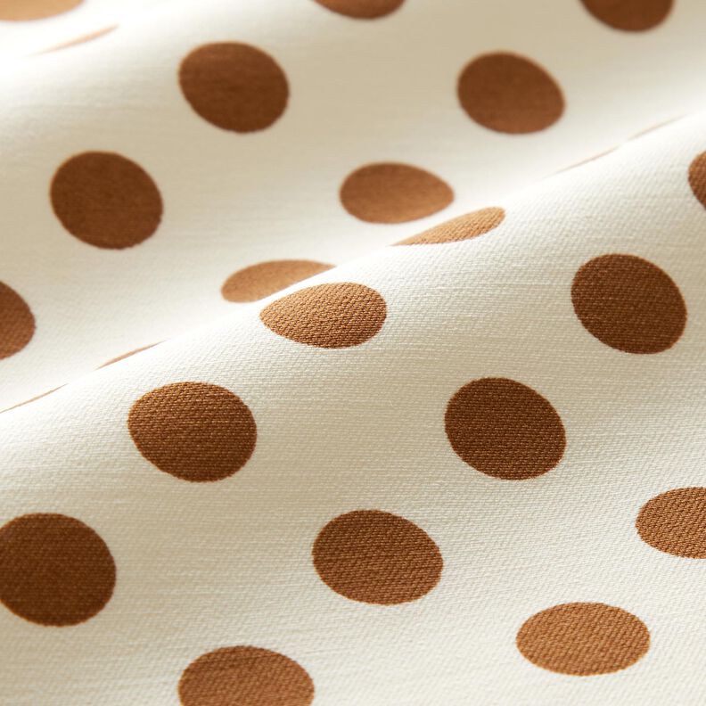 Tkanina spodniowa strecz w duże kropki – biel/miedź,  image number 2