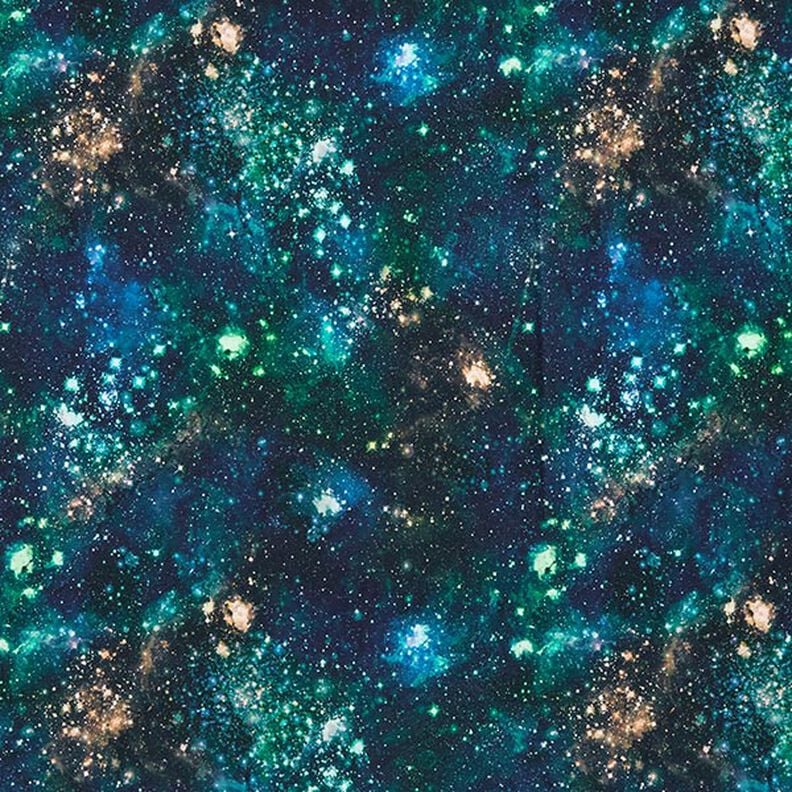 Dżersej bawełniany wszechświat nadruk cyfrowy – granat,  image number 1