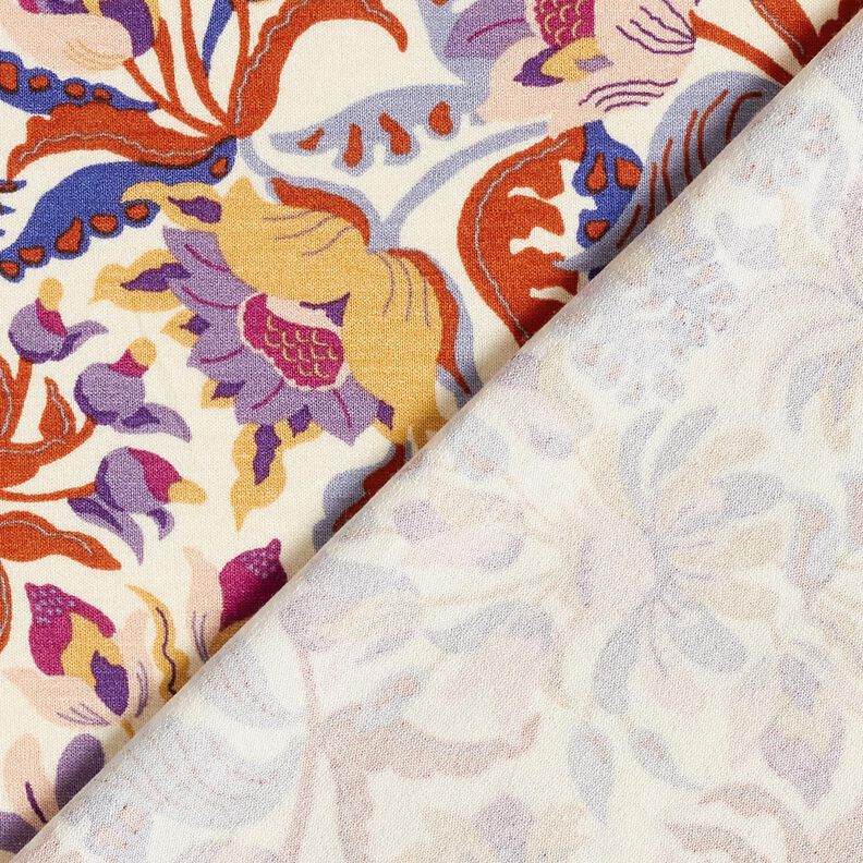 Dżersej wiskozowy kwiaty i ornamenty | Katia Fabrics – krem/lawendowy,  image number 4
