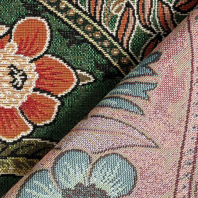 Tkanin dekoracyjna Gobelin kwiatowe ornamenty – zieleń/jasnopomarańczowy,  image number 4