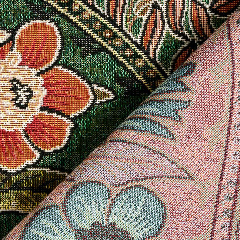 Tkanin dekoracyjna Gobelin kwiatowe ornamenty – zieleń/jasnopomarańczowy, image number 4