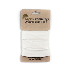 Taśma skośna Dżersej z bawełny organicznej [3 m | 20 mm] – biel, 
