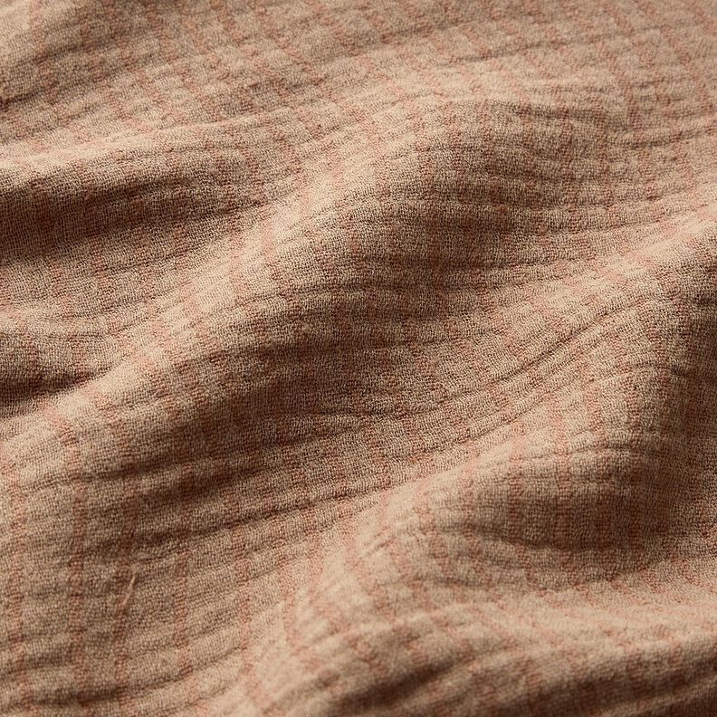 Mieszanka lnu i bawełny Żakard wzór w fale – średni brąz,  image number 2