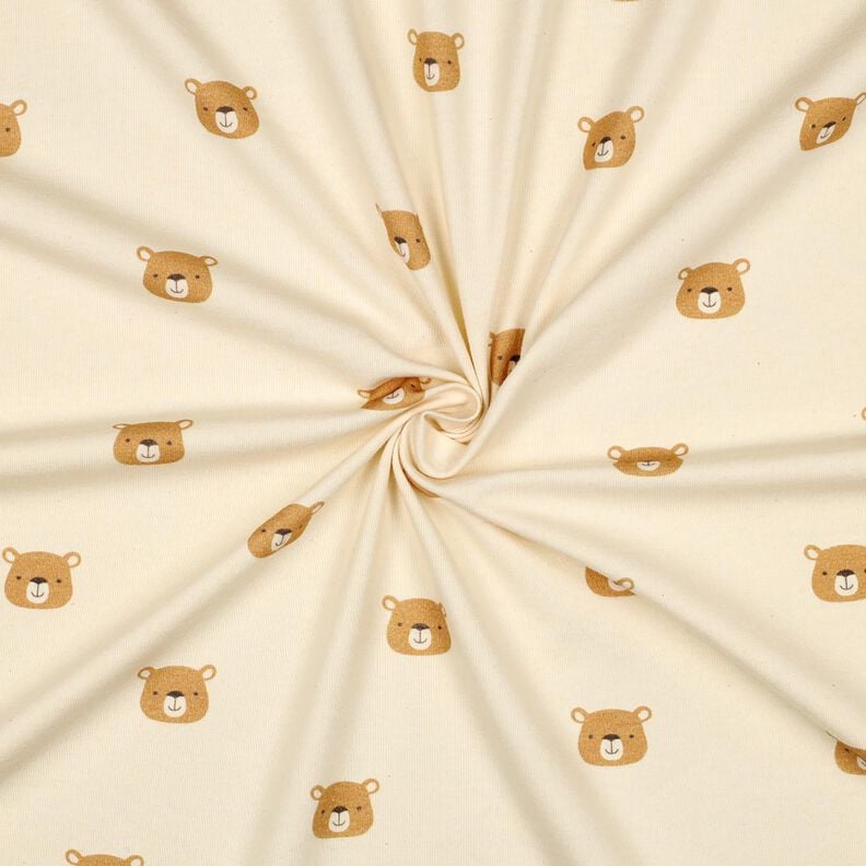 GOTS Dżersej bawełniany misie | Poppy Fabrics – mleczna biel/jasny brąz,  image number 3