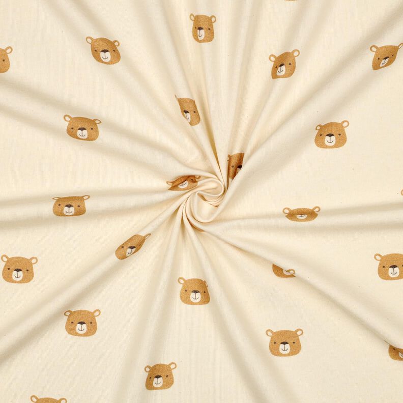 GOTS Dżersej bawełniany misie | Poppy Fabrics – mleczna biel/jasny brąz, image number 3