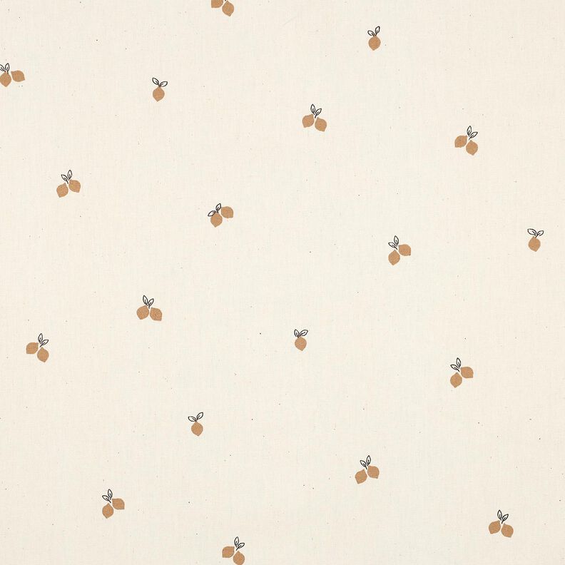 GOTS Popelina bawełniana małe cytryny | Poppy Fabrics – naturalny/brąz sarni, image number 1