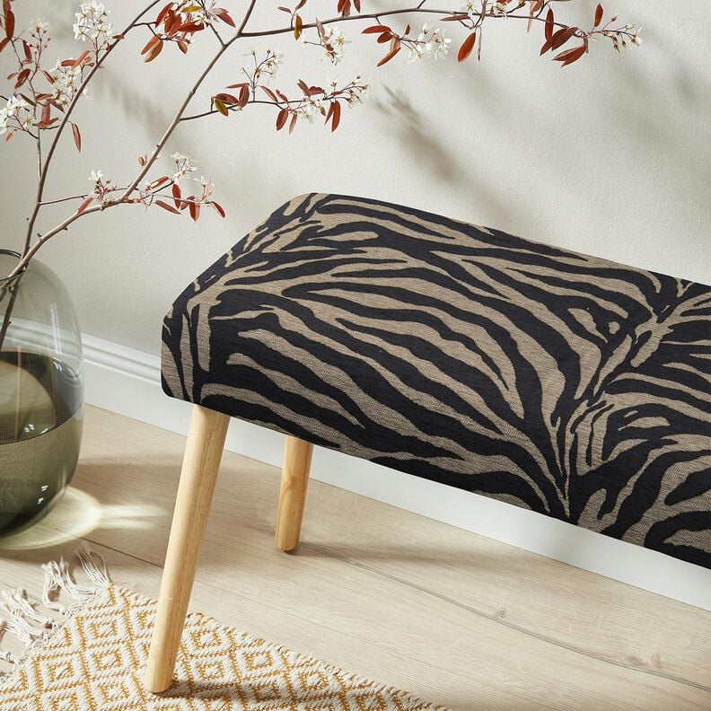 Tkanina tapicerska Żakard zebra – khaki/czerń,  image number 8