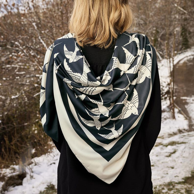 Panel satynowy w jaskółki | Katia Fabrics – antracyt/krem, image number 11
