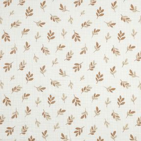 Muślin / Tkanina double crinkle gałązki | Poppy Fabrics – kość słoniowa/mokka, 