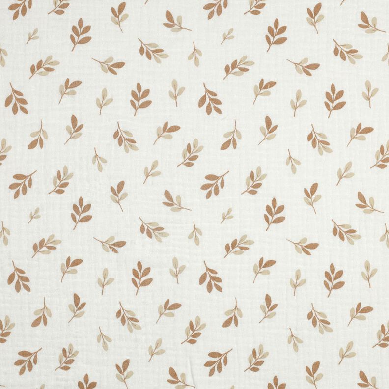 Muślin / Tkanina double crinkle gałązki | Poppy Fabrics – kość słoniowa/mokka,  image number 1
