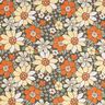 Tkanina bawełniana Kreton kwiaty retro – jasnopomarańczowy/jasna żółć,  thumbnail number 1