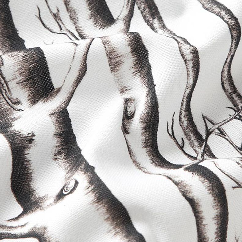 Tkanin dekoracyjna Half panama pnie drzew – mleczna biel,  image number 2