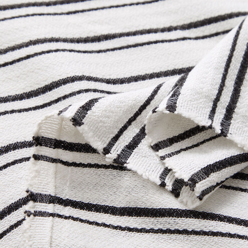 Tkanina na bluzki krepa w nieregularne paski – biel/czerń,  image number 3