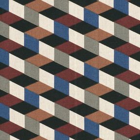 Tkanin dekoracyjna Half panama minimalistyczne kostki – naturalny/błękit, 