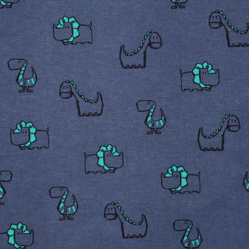 Flanela bawełniana łobuzerskie dinozaury | Poppy Fabrics – dżins/szmaragdowy,  image number 1