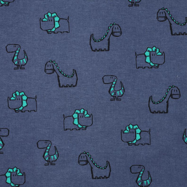Flanela bawełniana łobuzerskie dinozaury | Poppy Fabrics – dżins/szmaragdowy, image number 1