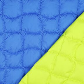 Tkanina pikowana faliste kwadraty – błękit królewski/neonowa zieleń, 