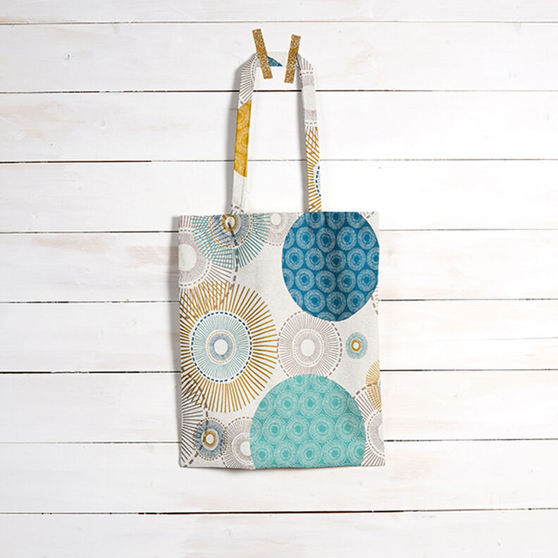 Tkanina dekoracyjna half panama Koła – błękit,  image number 6