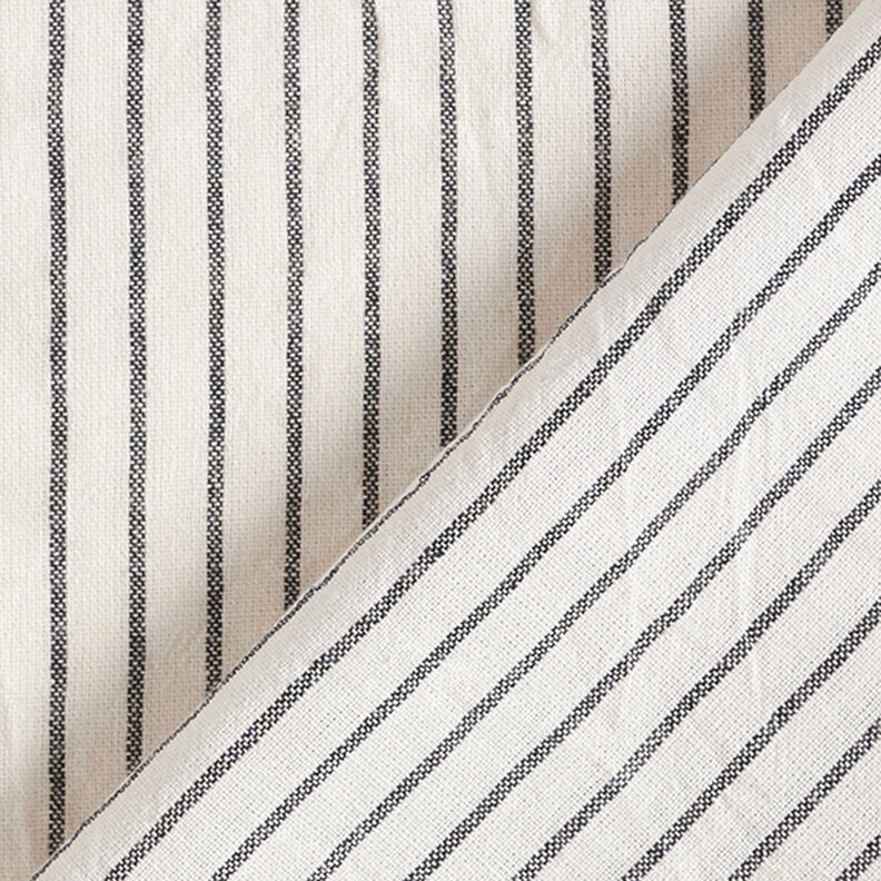 Tkanina na bluzki Mieszanka bawełny szerokie pasy – mleczna biel/czerń,  image number 4