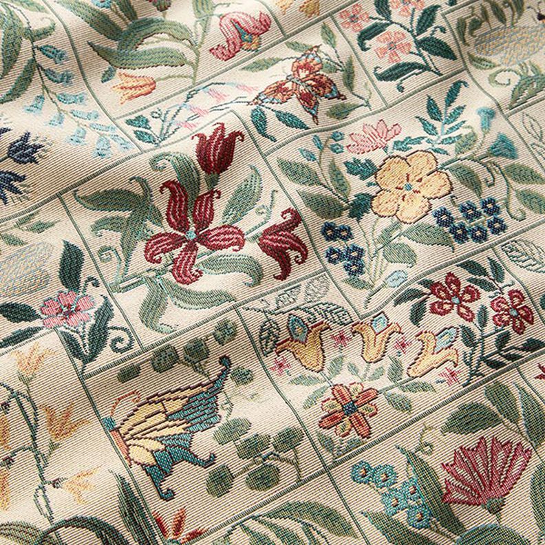 Tkanin dekoracyjna Gobelin kwiatowe kafelki – jasnobeżowy,  image number 2