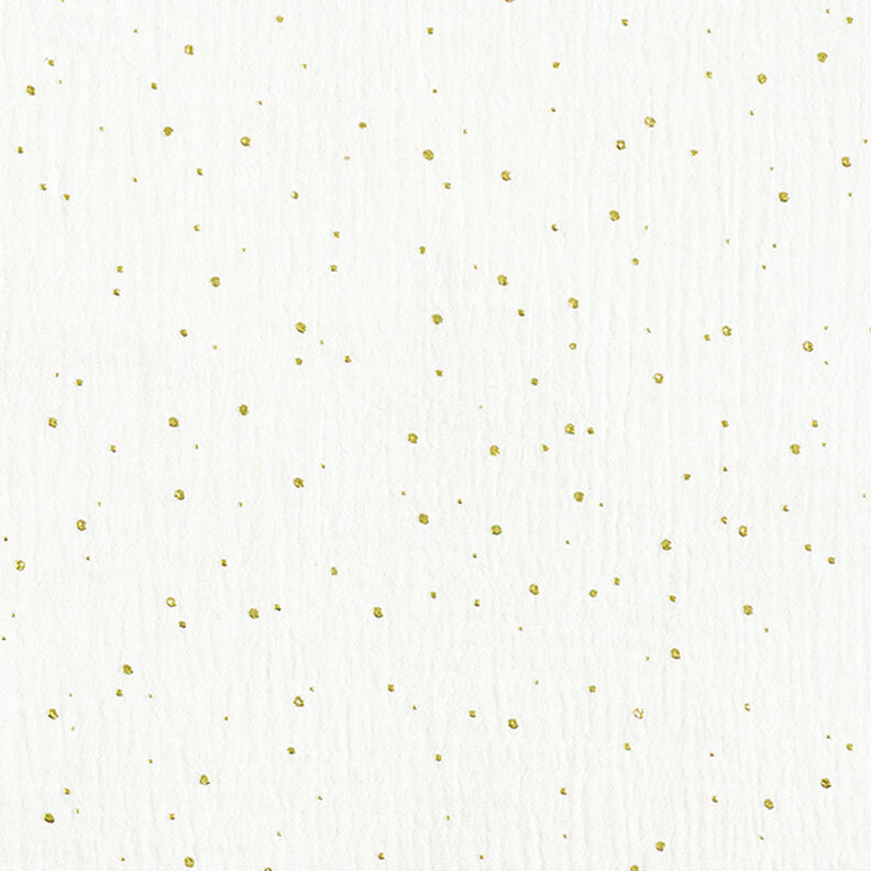 Muślin bawełniany w rozproszone złote plamki – biel/złoto,  image number 1