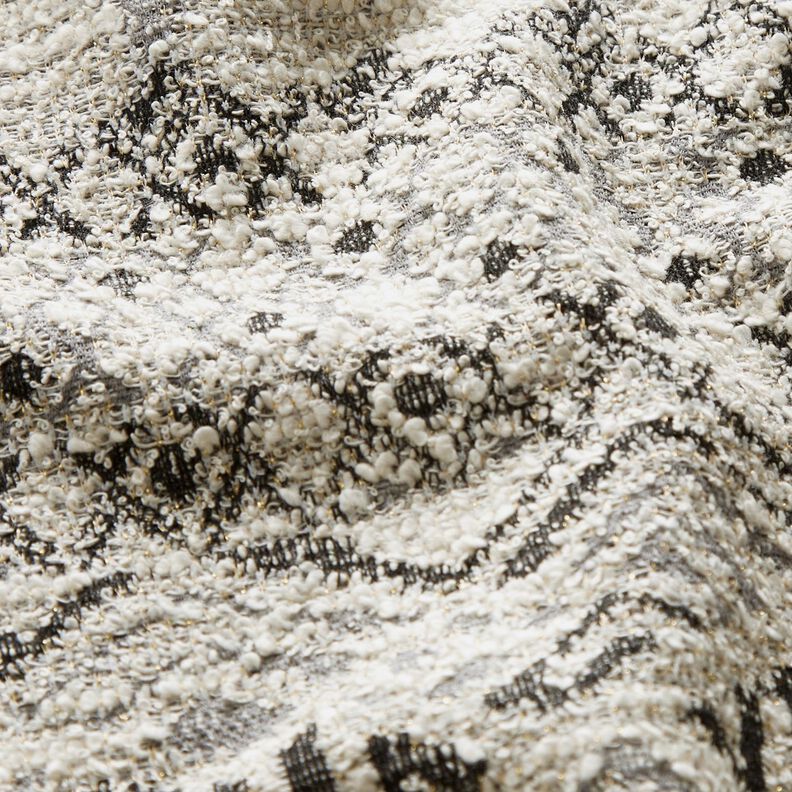 Dzianina bouclé we wzór ikat – szary/biel,  image number 2